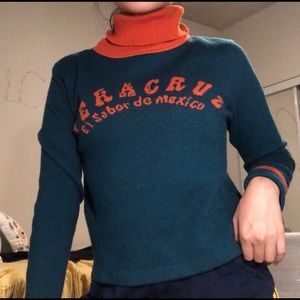 Vintage Emerald/Forrest Green Orange Turtle Neck
